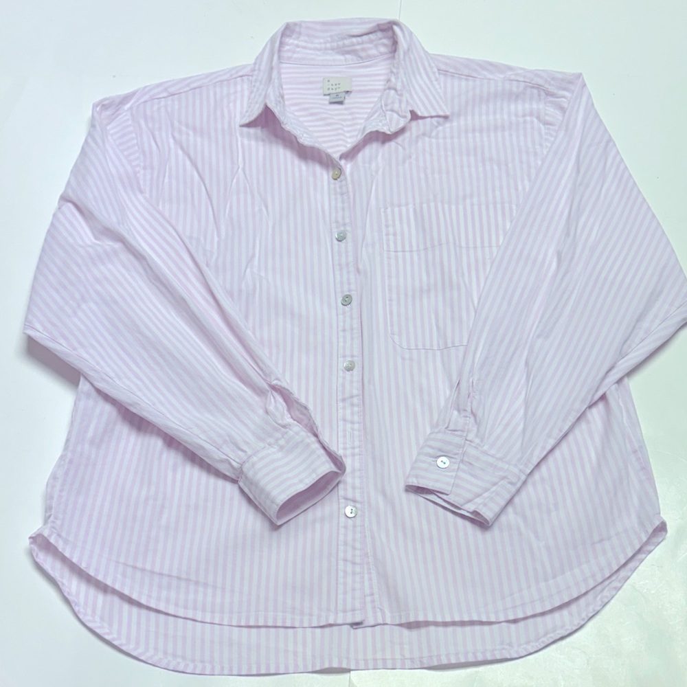 a.new day women’s button down long sleeve striped shirt size medium